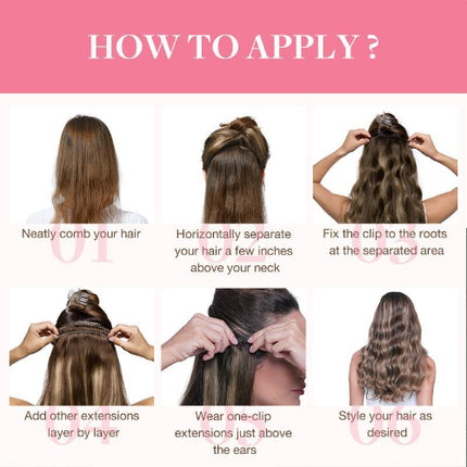 18-24 Inch Hair extension clips, suitable for human hair, natural straight hair, easy to style, Real Human Hair Strands